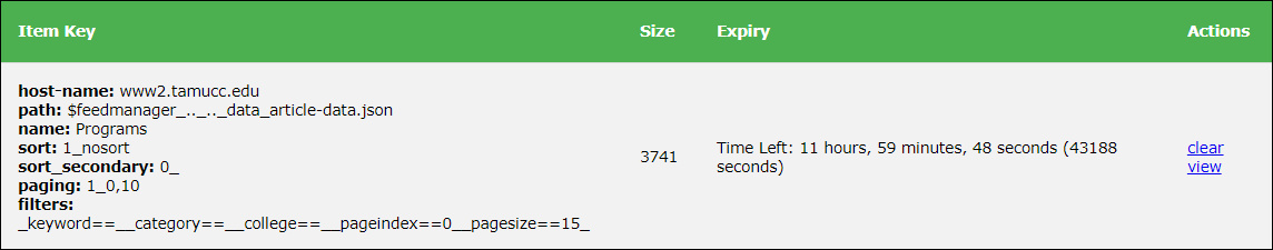 Example or article cache line item