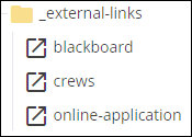 Folder in site tree holding External Link blocks