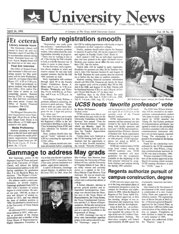 A photocopy of the physical university newspaper dated April 24, 1992