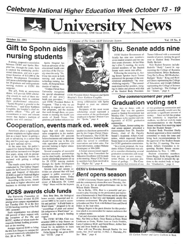 A photocopy of the physical university newspaper dated October 14, 1992