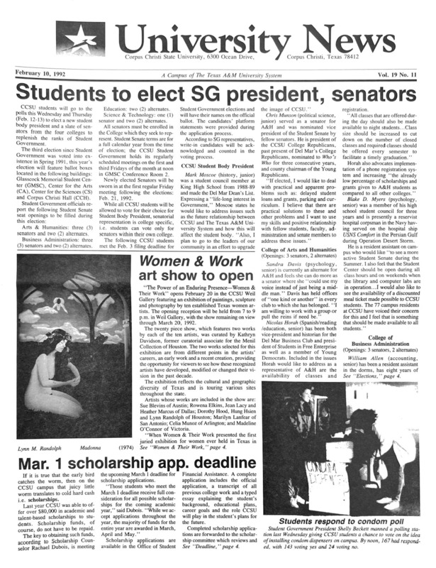 A photocopy of the physical university newspaper dated February 10, 1992