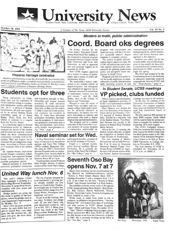 A photocopy of the physical university newspaper dated October 28, 1991