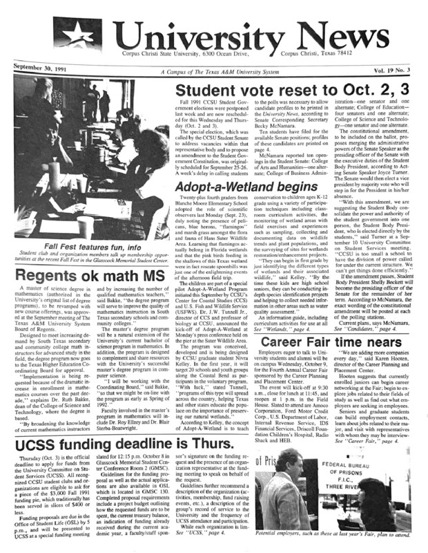 A photocopy of the physical university newspaper dated September 30, 1991