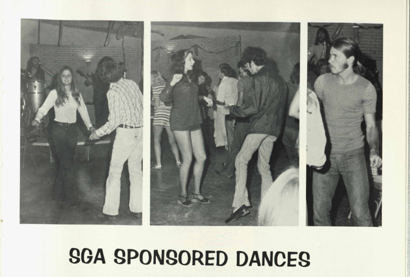 Three photos of students dancing. 