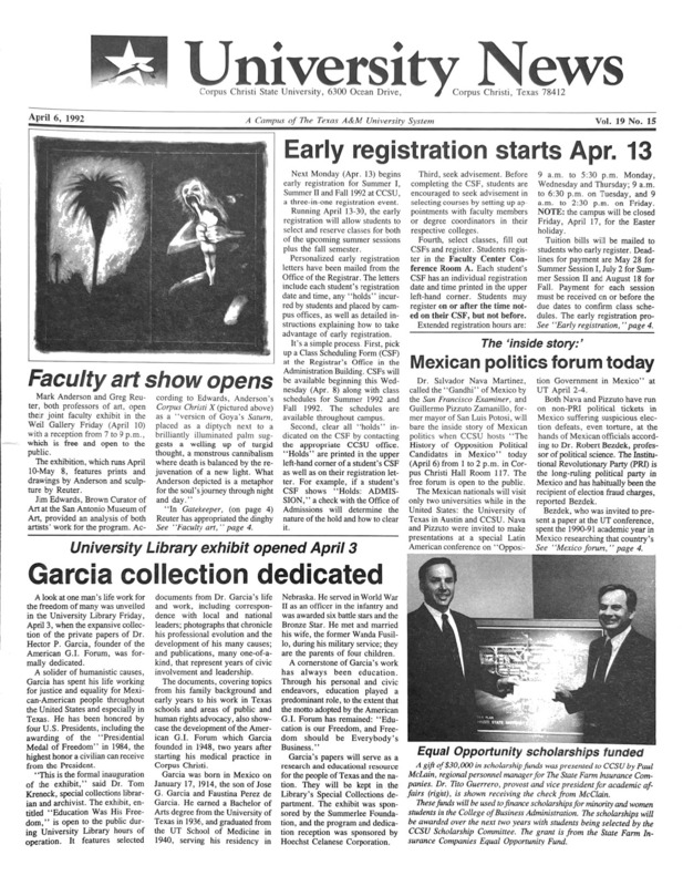 A photocopy of the physical university newspaper dated April 6, 1992