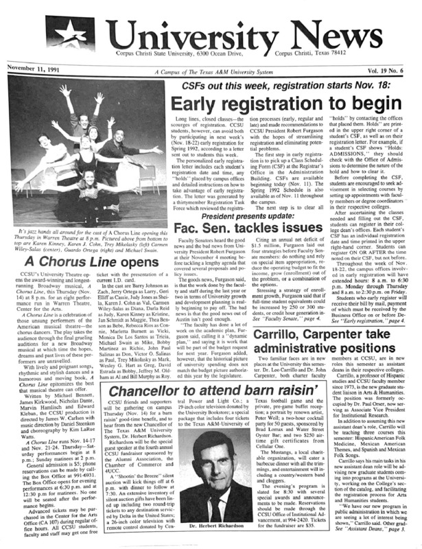A photocopy of the physical university newspaper dated November 11, 1991