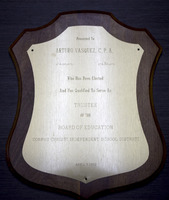 Image of a plaque presented to Arturo Vasquez.