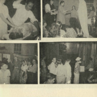 Collage of four photos.  The first showing a medical procedure. The second photos shows a wedding scene. Third photo is a group of students. The fourth photo is a group of students dancing.  