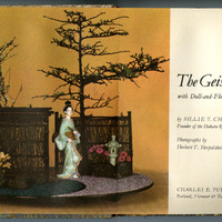 Book cover page for The Geisha Story with Doll and Flower Arrangements by Billie T. Chandler, Founder of Hakata Ryu Floral Art.