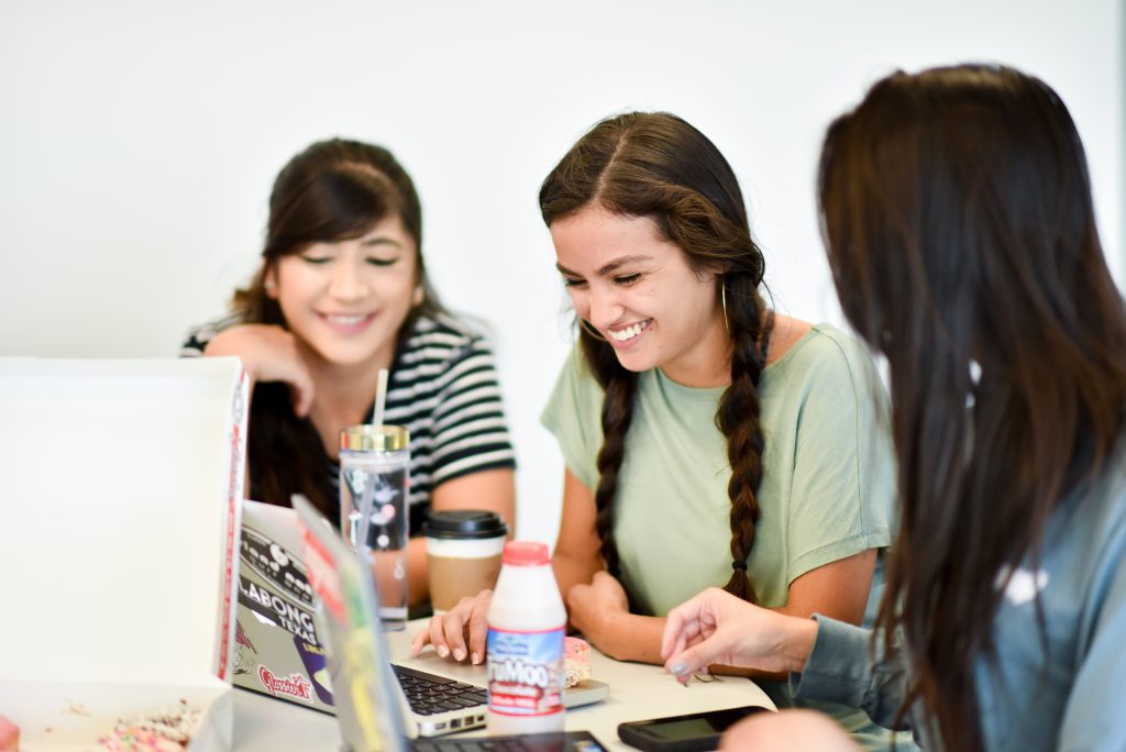 Students working on laptop