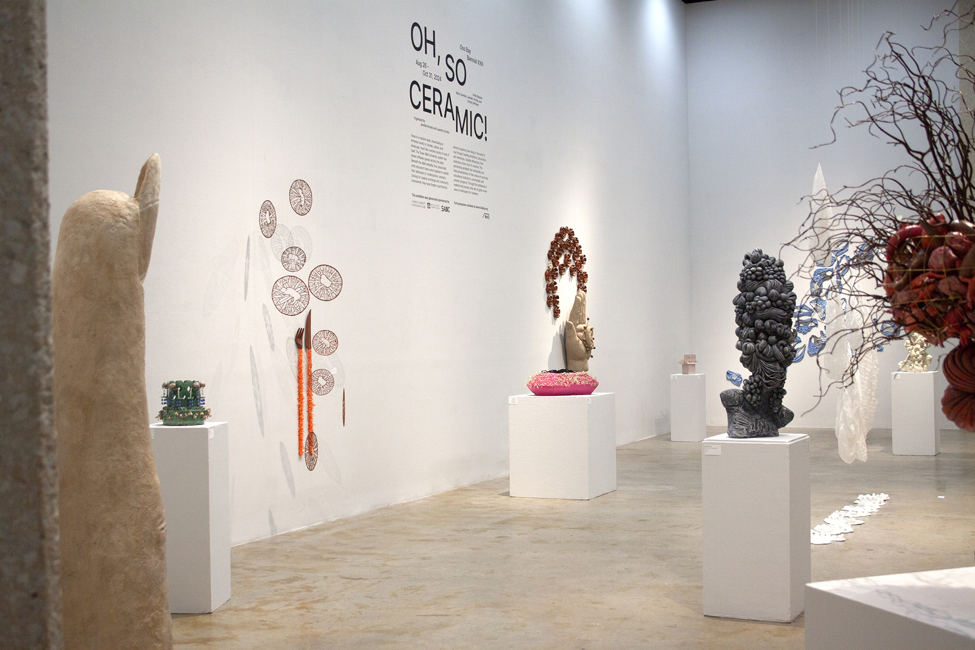 Exhibition in gallery with ceramic sculpture